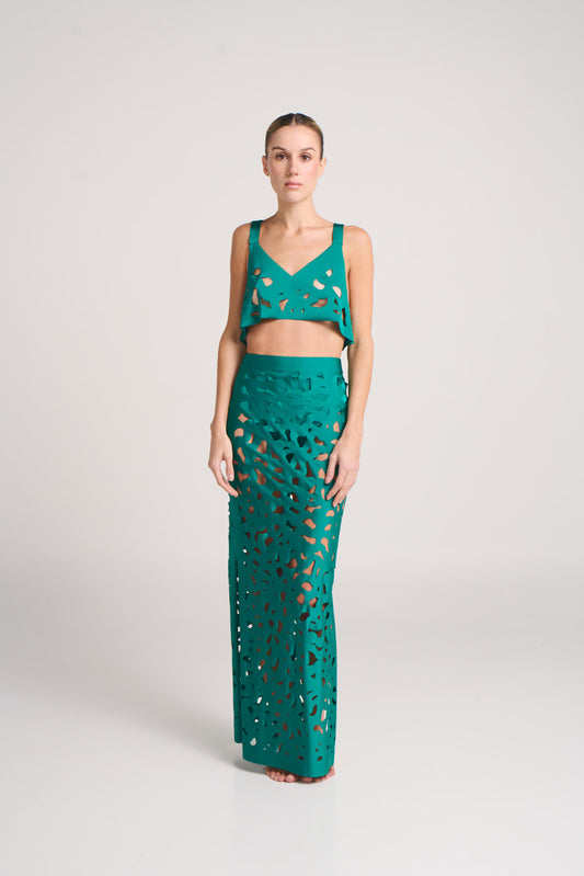 ANCORA Zanzí Green Laser Cut Crop Top