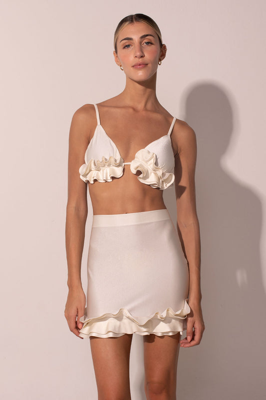 ANCORA sarong skirt - Le Petit Ruffle Mini Skirt Ivory