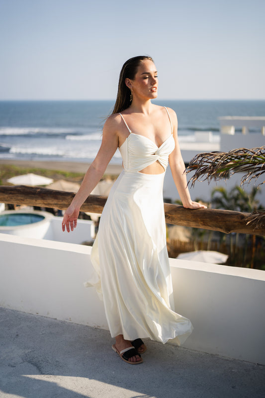 Vestido ANCORA - One Draped Maxi Dress Ivory