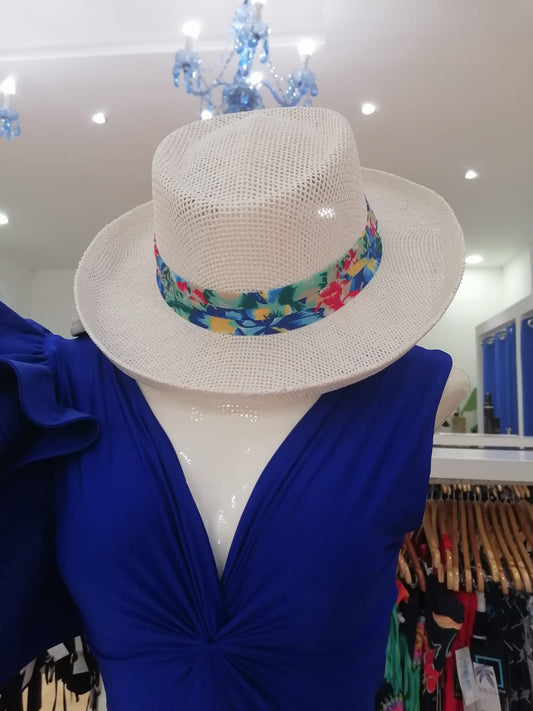 Sombrero de verano - Blanco Cinta Colorida