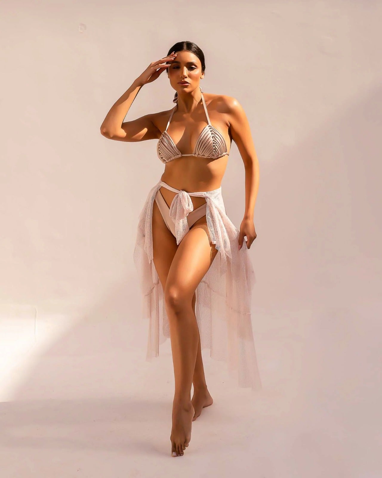 Vestido ACQUA DE LUXE Buzios Shimmer Beige