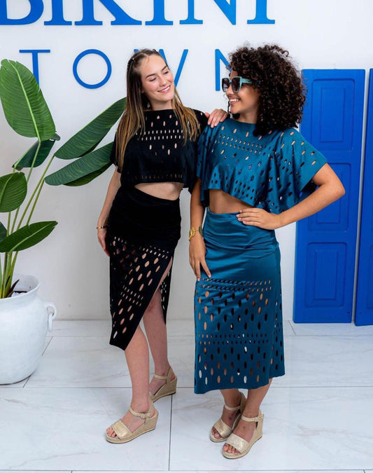 Salida de baño ANCORA The Esmerald Haute Mesh Blouse Set