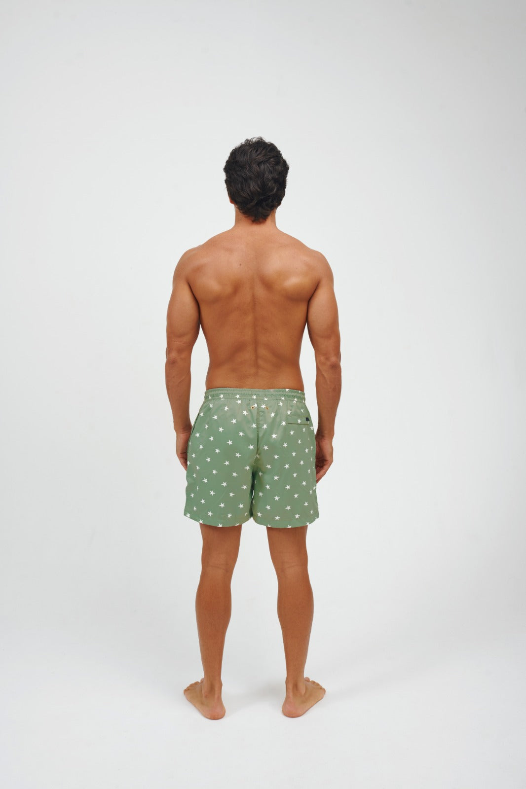 Men's Swim Trunks The Kissing Stars Green Ivory