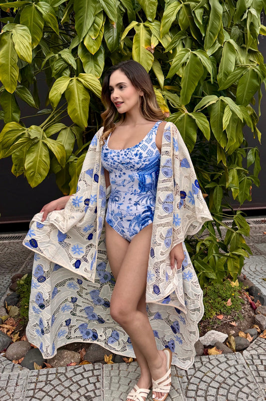 Kimono Agua Bendita Dara Tales Azul