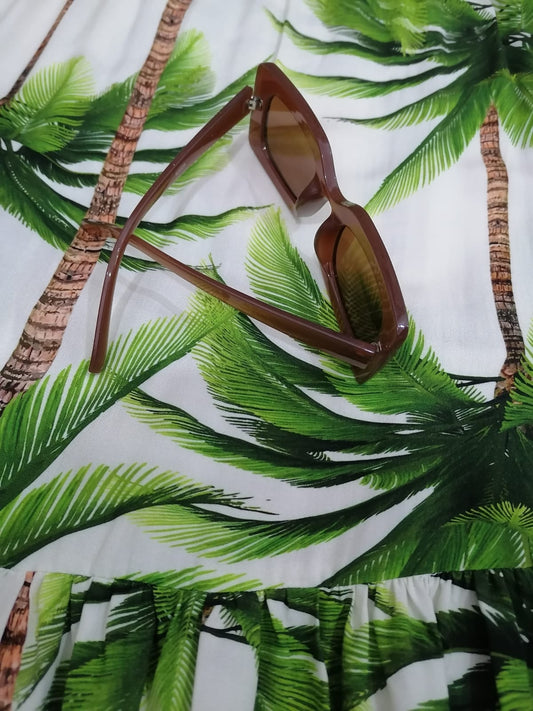 Lentes de sol con protección UV - Cuadrados pequeños Café Caramelo