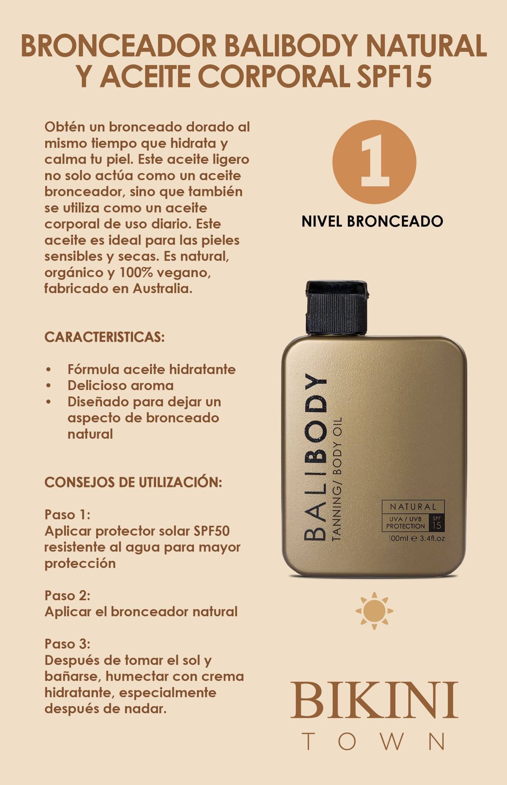 Bronceador BALIBODY Natural y Aceite Corporal