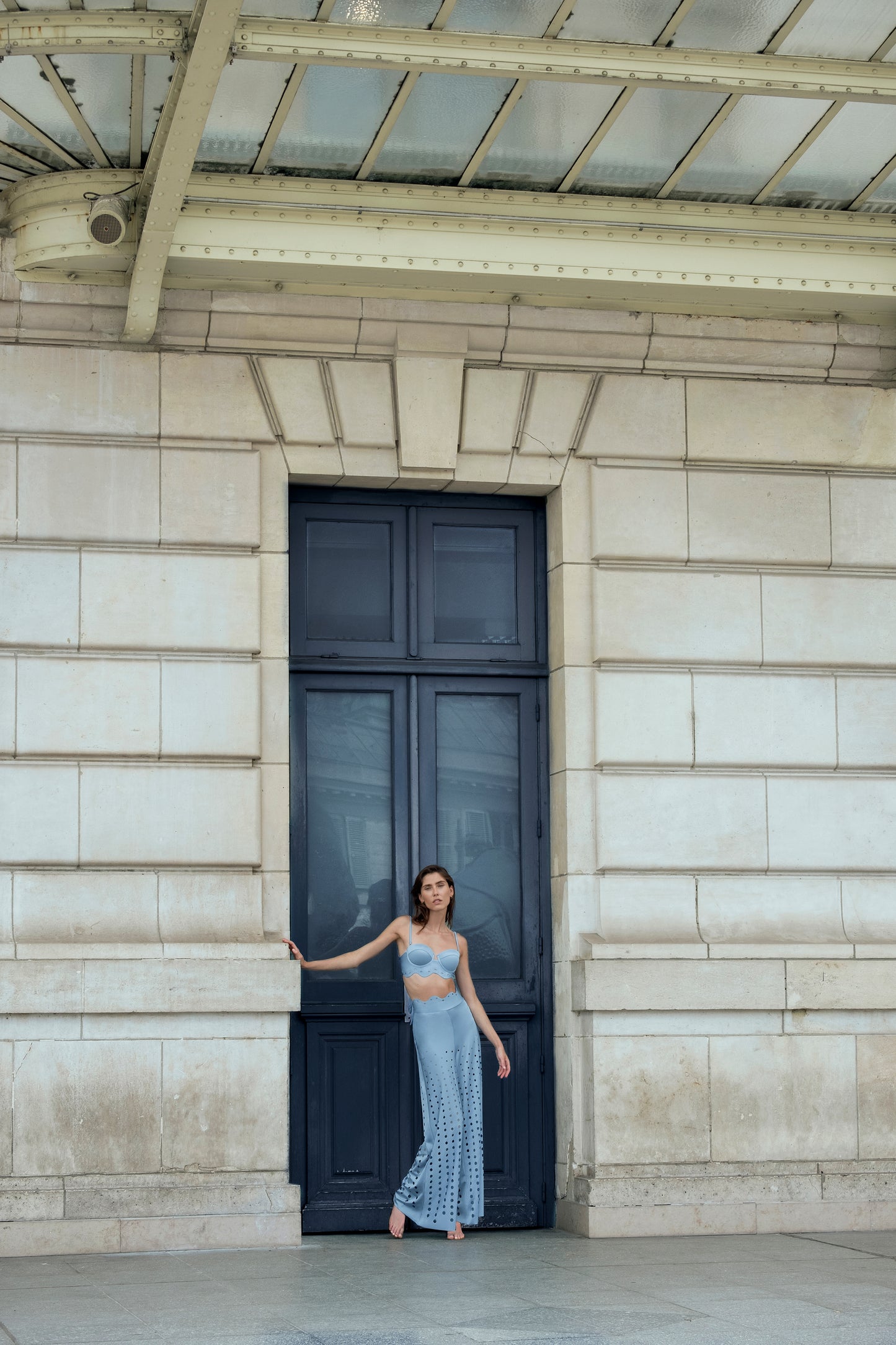 Pantalón De Pretina Laser Celeste - Ancora