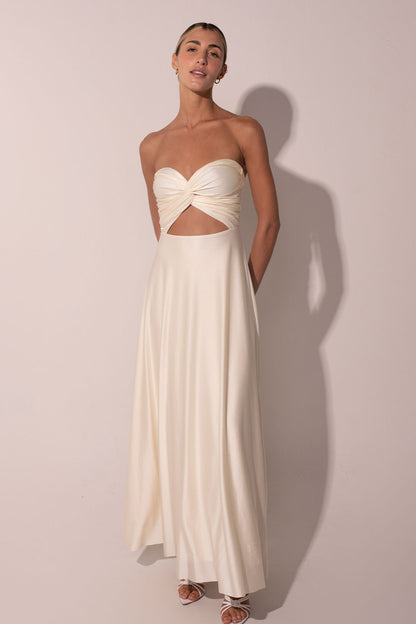 ANCORA Dress - One Draped Maxi Dress Ivory