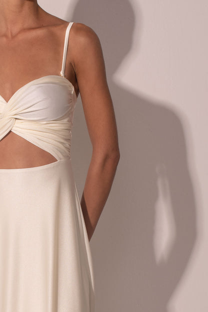 ANCORA Dress - One Draped Maxi Dress Ivory