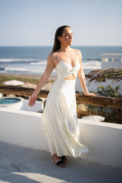 ANCORA Dress - One Draped Maxi Dress Ivory