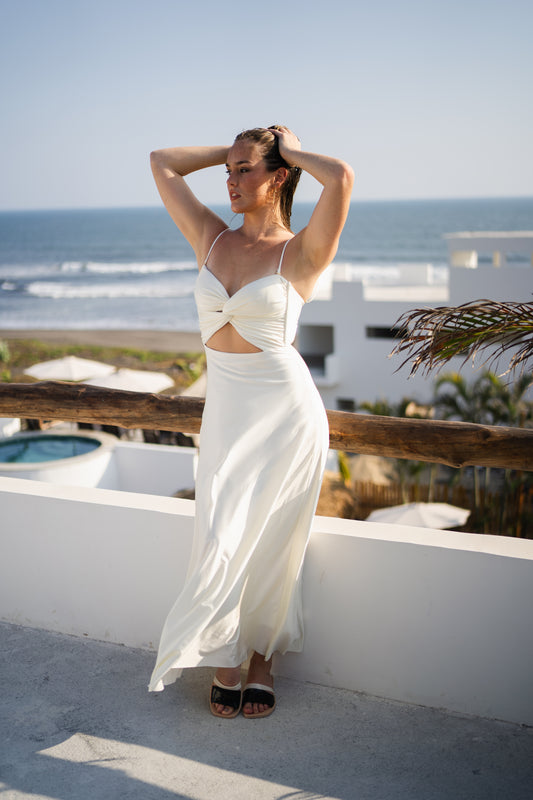 Vestido ANCORA - One Draped Maxi Dress Ivory