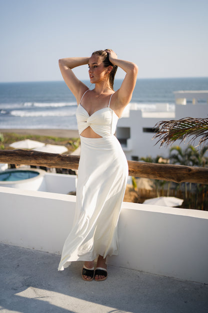 ANCORA Dress - One Draped Maxi Dress Ivory