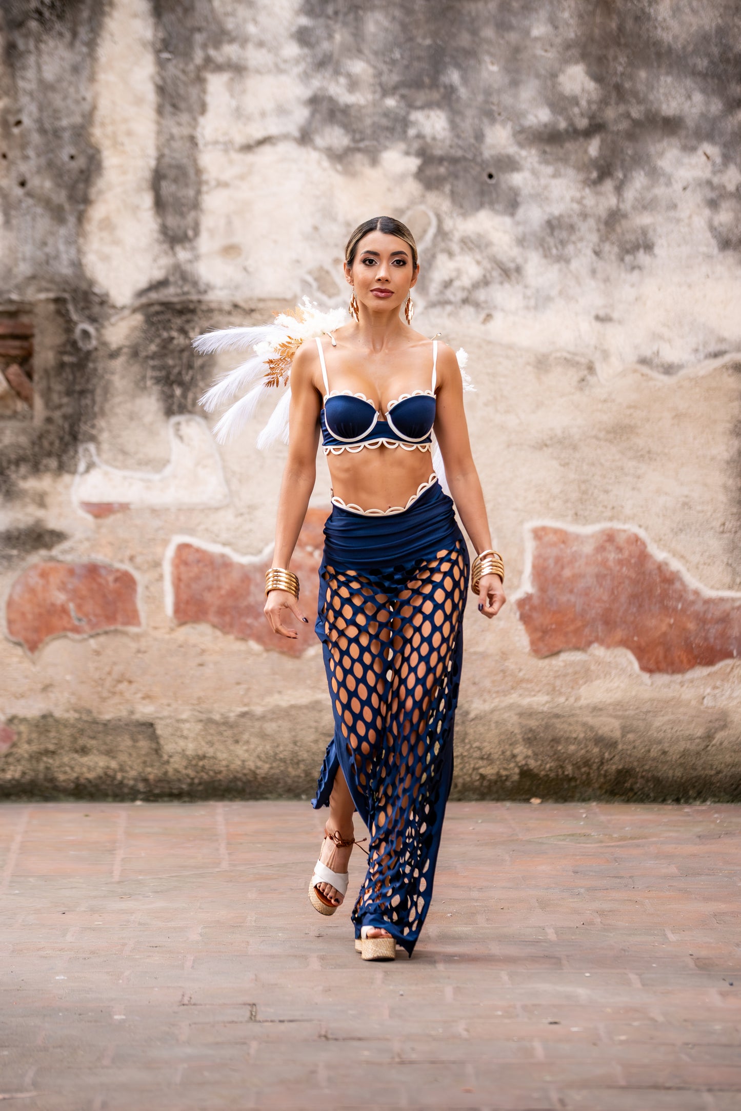 ANCORA Ondra Navy Blue Swim Cover-up