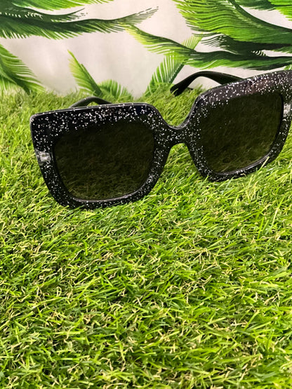 UV Protection Sunglasses - Glossy Black Square