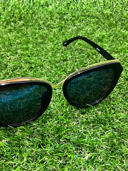 UV Protection Sunglasses - Blue with Gold Detail