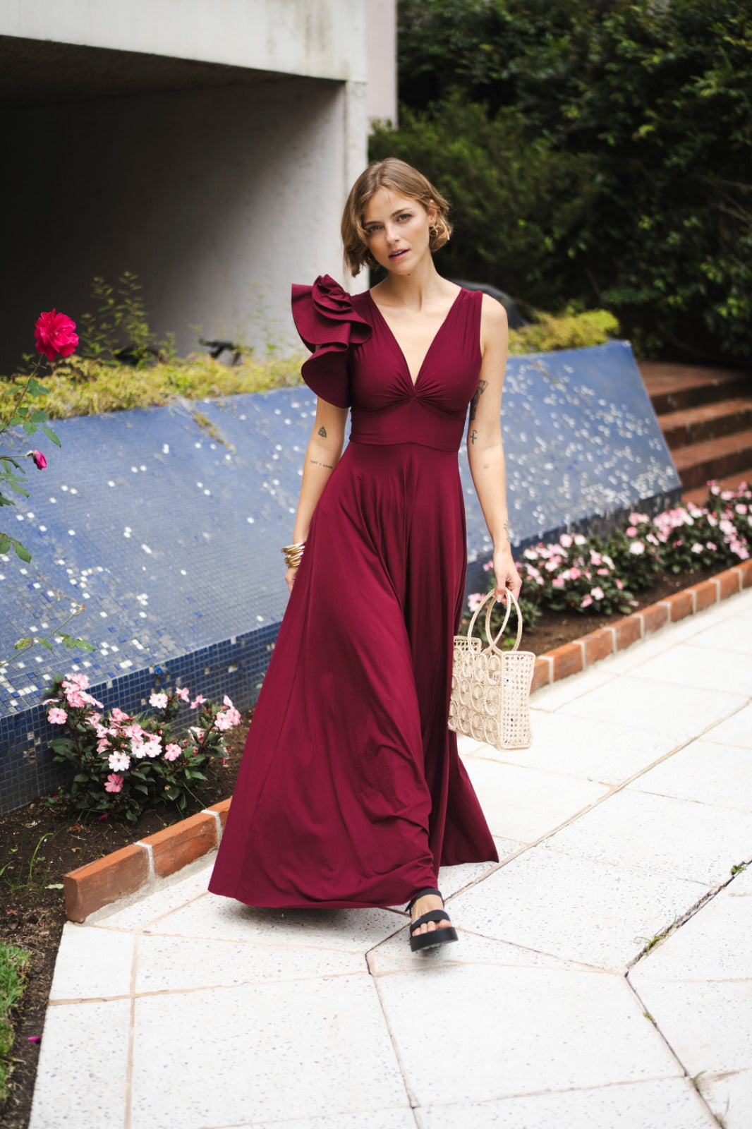 Paloma PAULA TRIVIÑO Wine Red Dress