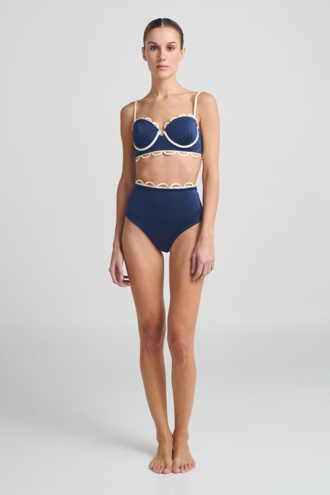 BOTTOM Highwaist ANCORA - Pearl Blue
