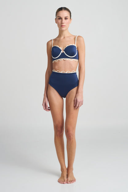 BOTTOM Highwaist ANCORA - Pearl Blue
