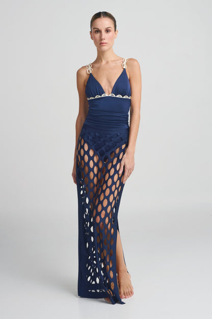 ANCORA Ondra Navy Blue Swim Cover-up