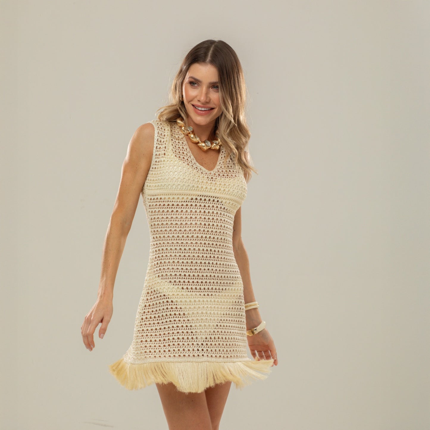 Vestido Corto ACQUA DE LUXE  Tulum Ivory