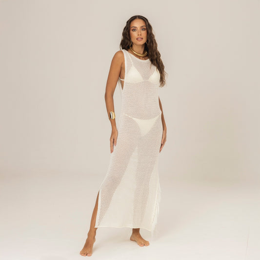 Vestido Largo ACQUA DE LUXE Zahara Crochet Ivory