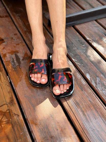 Sandalias MELISSA  Ivy Slide II Black Tortoiseshell AD