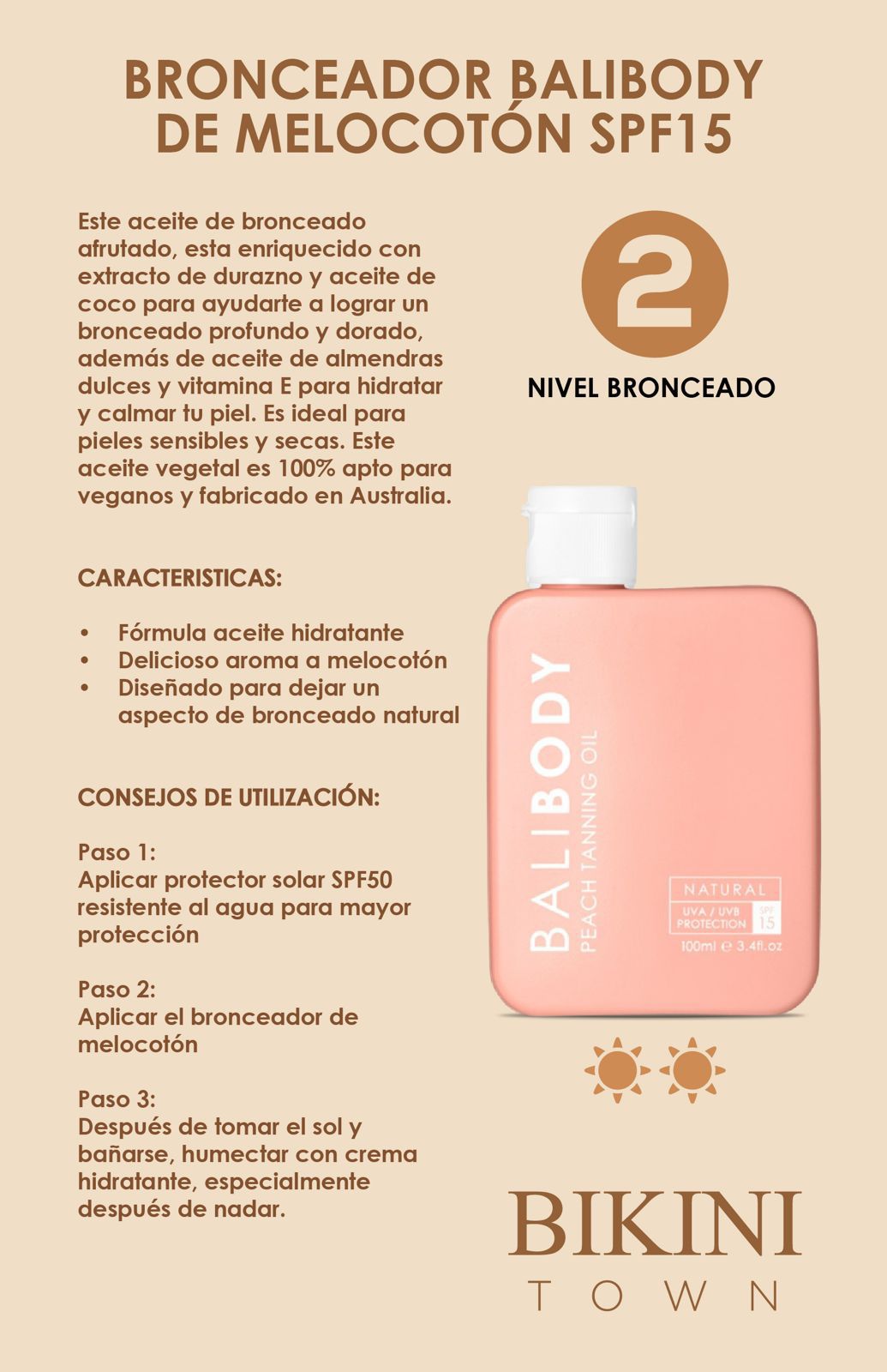 Bronceador BALIBODY de Melocotón