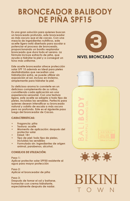 Bronceador BALIBODY de Piña SPF15