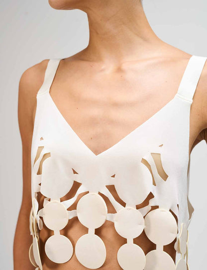 Set Top, ANCORA Laser Skirt -Bora Ivory
