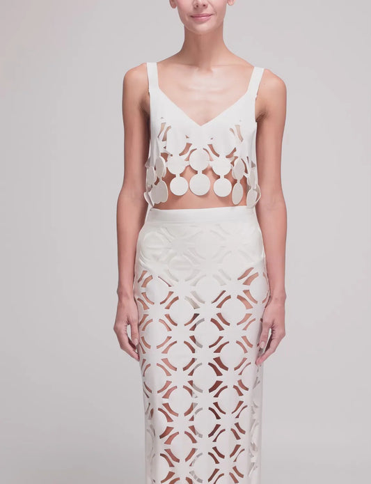 Set Top, Falda Laser ANCORA -Bora Ivory