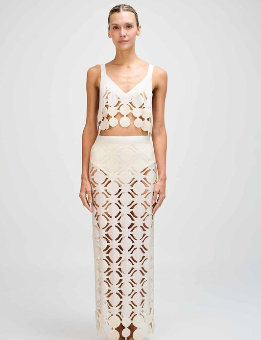 Set Top, Falda Laser ANCORA -Bora Ivory