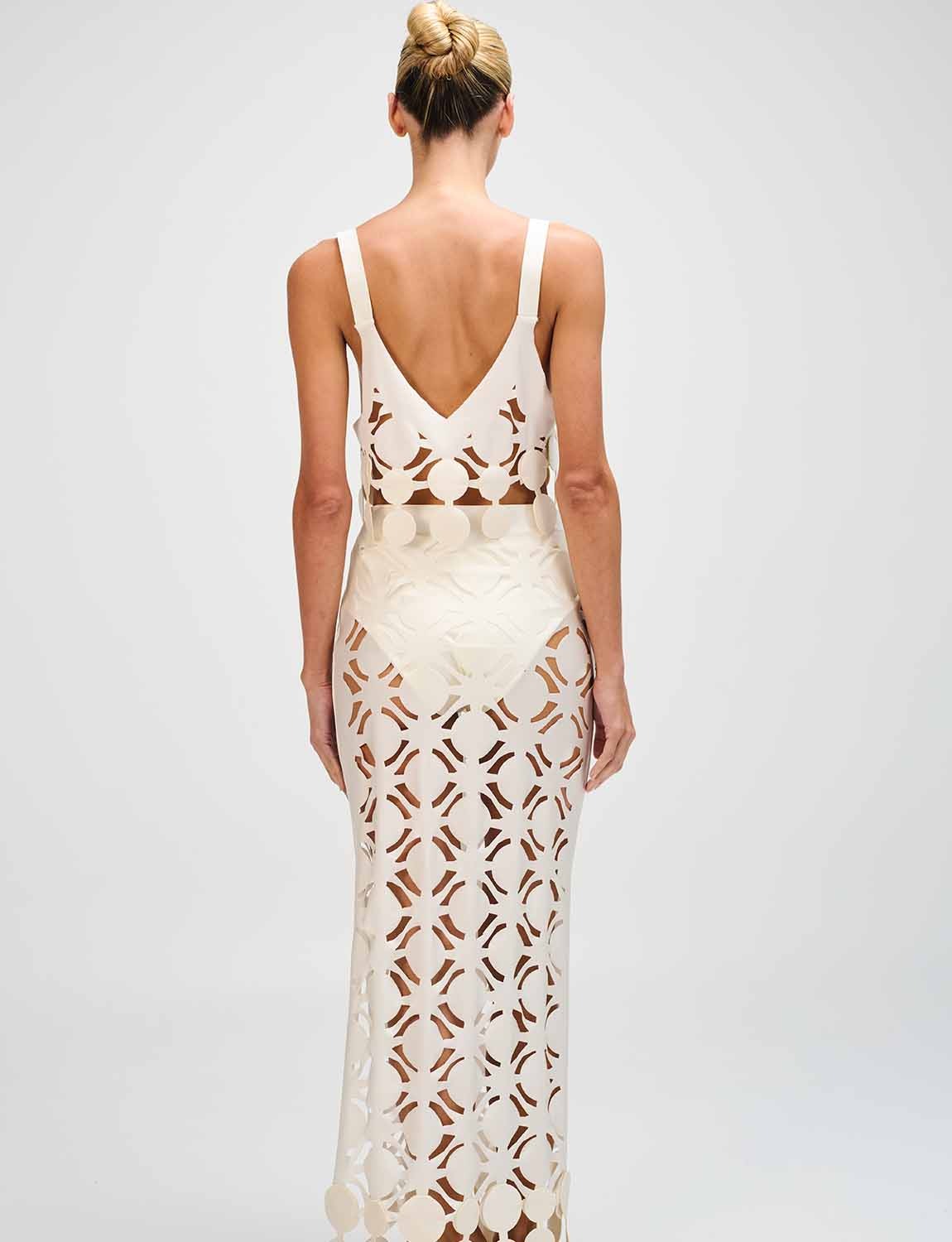 Set Top, ANCORA Laser Skirt -Bora Ivory