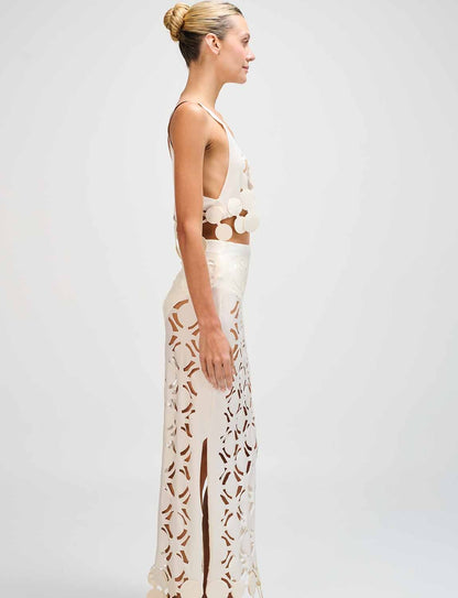 Set Top, ANCORA Laser Skirt -Bora Ivory