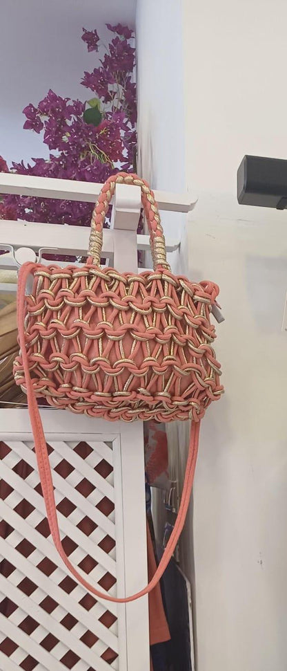 Bolso Bohemio Coral Dorado