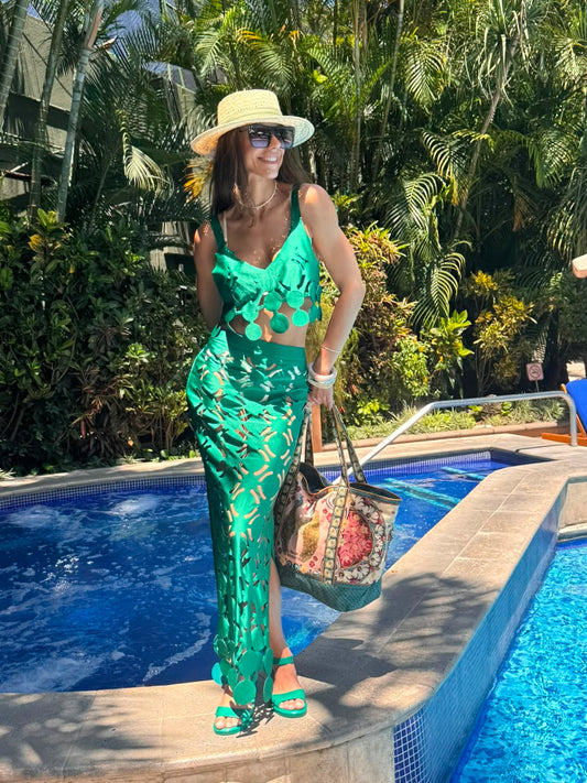 Set Top, Falda Laser ANCORA Bora Green