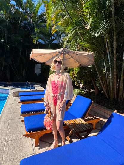 Kimono Corto ACQUA DE LUXE  Buzios Belted Beige