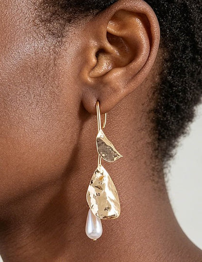 Aretes Dorados Detalle De Perla