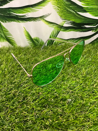 UV Protection Sunglasses - Green Aviator