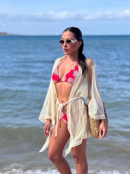 Kimono Corto ACQUA DE LUXE  Buzios Belted Beige