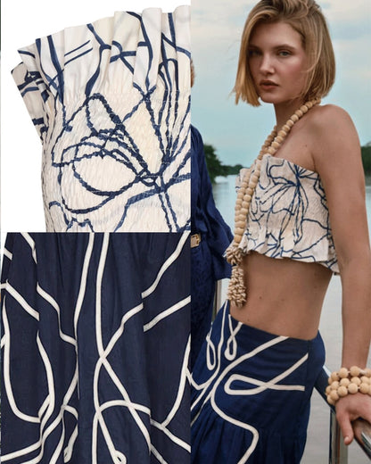 Crop Top Padova Carola Ivory Navy
