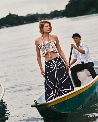 Crop Top Padova Carola Ivory Navy