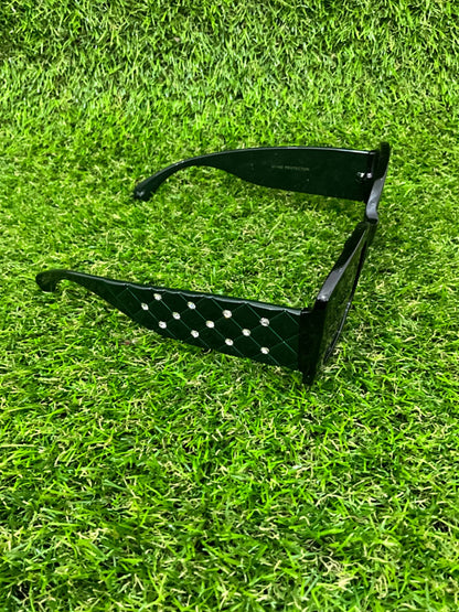 UV Protection Sunglasses - Black and Green Squares