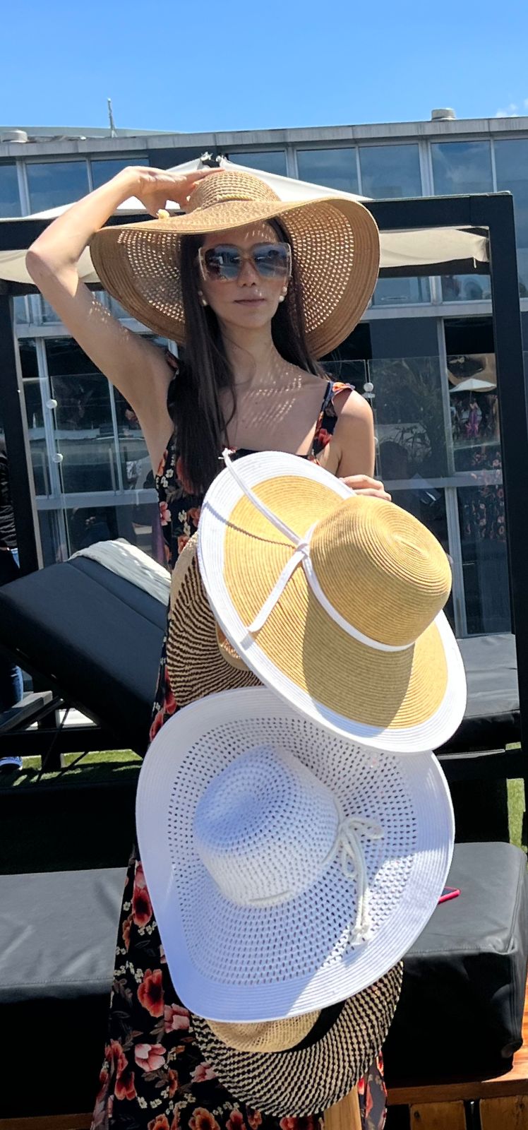 Camel Summer Hat White Line