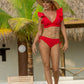 Top halter de color sólido Con base en elástico para mayor soporte - PALETTE Selvática Rojo | Bikini Town Guatemala