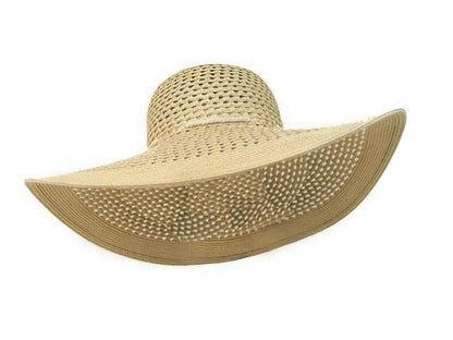 Sombrero de malla mediano Color beige Duradero y plegable Protección solar UPF Sombrero de verano - Trenzado con onda | Bikini Town