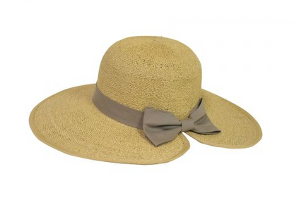 Sombrero mediano Forma: Ondeado Color beige Detalle listón y moño Duradero y plegable Protección solar UPF 50 Sombrero de verano - Trenzado con onda BEIGE | Bikini Town