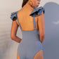 Diseño inteligente sin elásticos Copas internas removibles Vuelo estructurado Tirantes ajustables Traje de baño ANCORA The Storyteller Cobalt Blue | Bikini Town