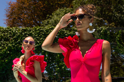 Entero Con bolero bondeado Cobertura media en la parte de atrás Traje de baño PAULA TRIVIÑO Paloma ruffle | Bikini Town