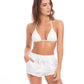 Short Palett blanco Ajustable en la cintura con accesorios elaborados a mano en la terminación de la cinta, Short MILONGA Palette Blanco | Bikini Town