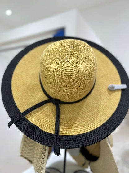 Summer Hat - Camel/Black Wave Braid